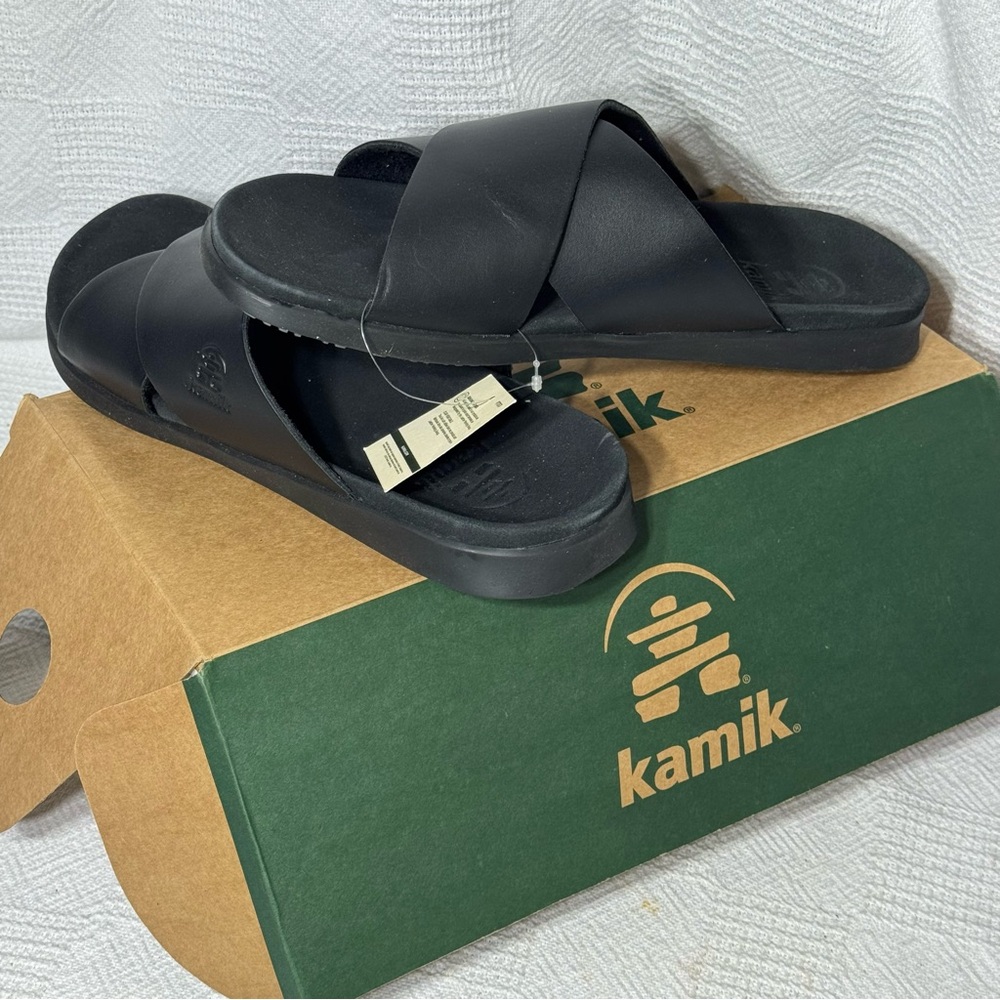 New Kamik Black Marty Cross‎ Men’s Sandals Size 11